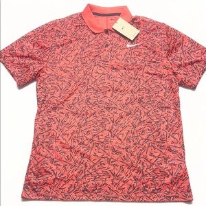 Nike Dri-Fit Men's Orange and Black Graphic Polo Shirt